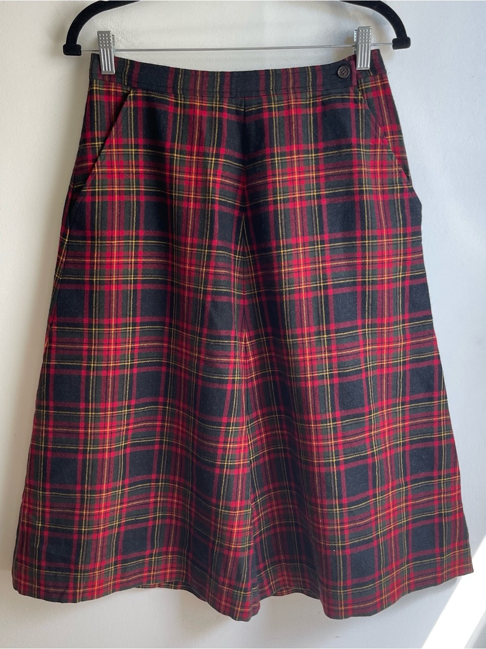 Vintage 80s Lauren Ralph Lauren Red Plaid Circle Skirt Tartan 29” Size 10